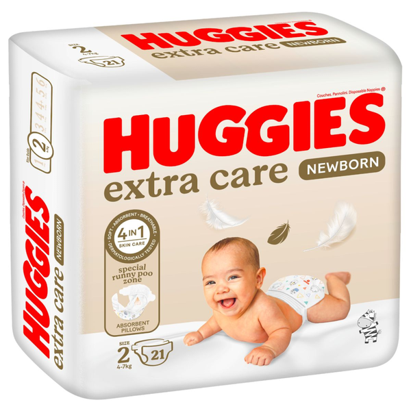 Baby Diapers Size 2 New Born Extra Care Gentle Protection Huggies 21 Pieces