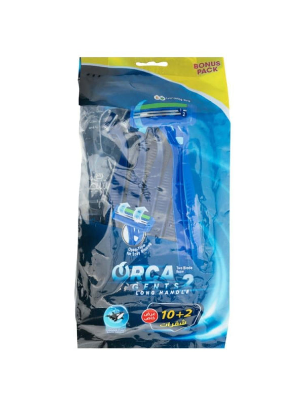 Orca Gents Razor Blades with Long Handle - 2 Blades, 10+2 Count