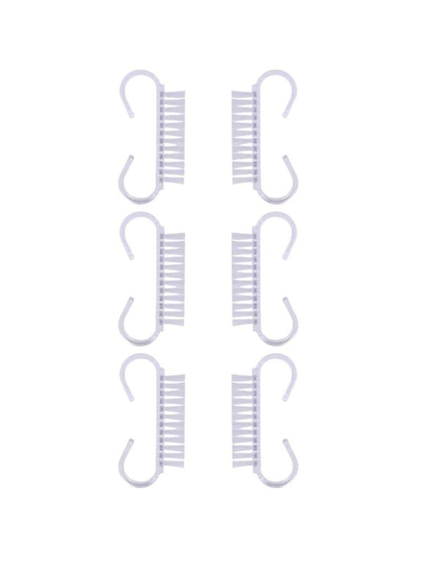 Nail Cleaning Brush Set 6 Pieces Pedicure Scrub Salon System Clear