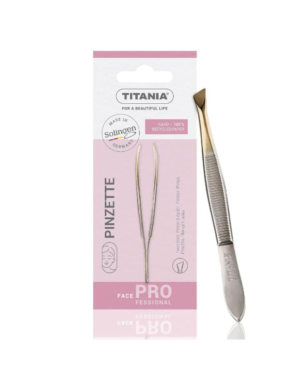 Slanted Tweezers Precision Titanium Gold Striped Titania 1 Count