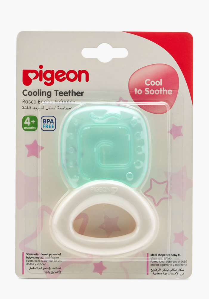 Square Cooling Teether Silicone Ergonomic Grip Soothing Pigeon 1Pc