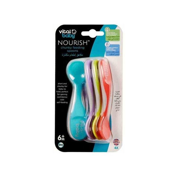 Vital Baby Nourish Chunky Feeding Spoons - 4 Pack, BPA-Free