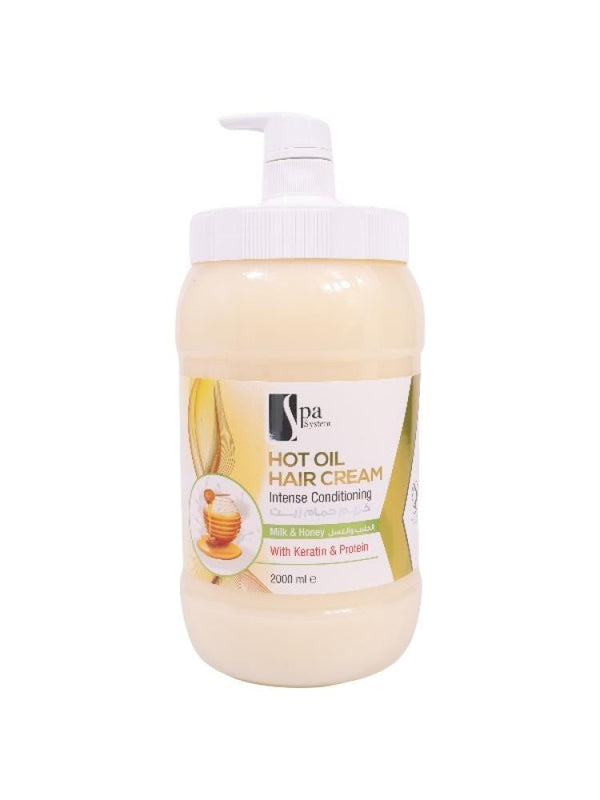 Spa System Milk & Honey Hot Oil Hair Cream for Softness & Shine, 2000ml