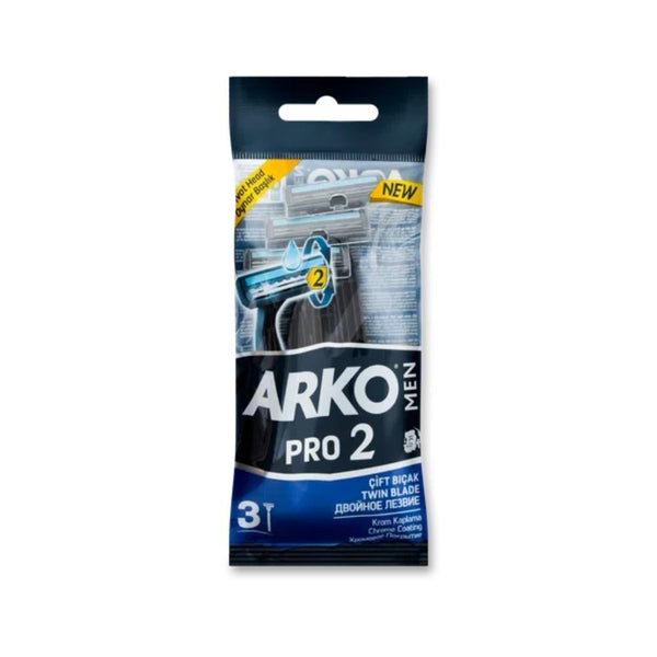 Arko Pro Men's Razor Blades, Double Blade, 3 Pack