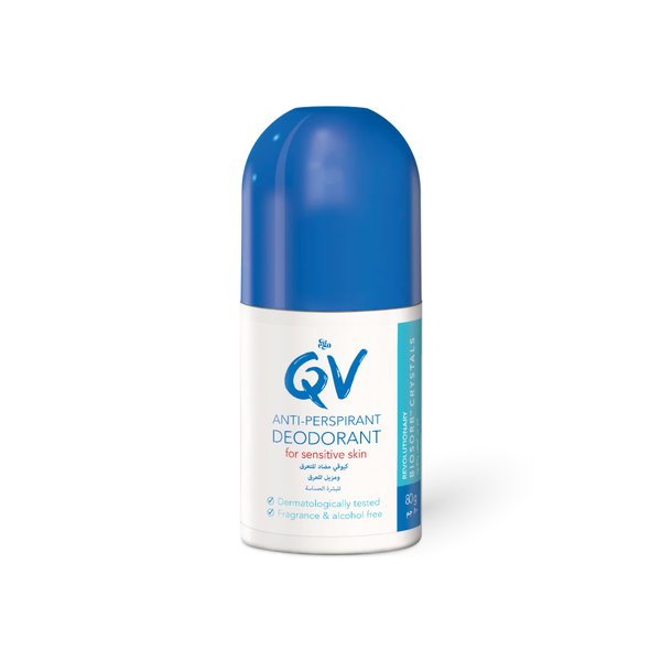 QV Roll-On Deodorant, Fragrance-Free, Alcohol-Free, Sensitive Skin, 80g