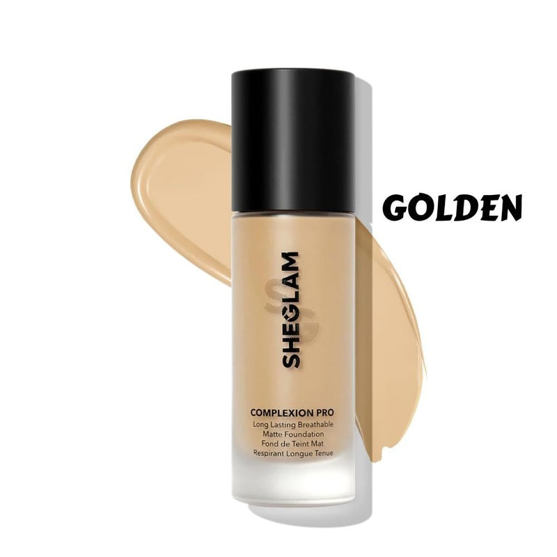 Sheglam Long-Lasting Matte Foundation, Full Coverage, Shade Golden, 30ml