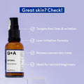 Retinol Facial Serum for Smooth Radiant Skin by Q+A 30ml