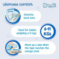 Sanita Bambi Baby Diapers, Size 3 Medium, 6-11 kg, 15 Count