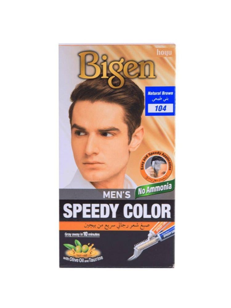 Brown Hair Dye Natural Brown 104 Ammonia-Free Bigen Speedy Color for Men 40g