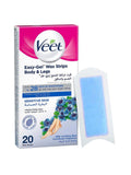 Veet Easy Gel Wax Strips Sensitive Skin Hair Removal 20 Strips