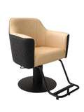 Salon System Women's Cutting Chair Beige/Black with Hydraulic Footrest