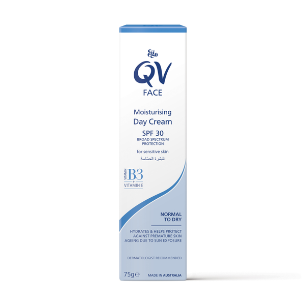 Day Cream Moisturising SPF 30 Sensitive Skin Protection Formula QV 75g