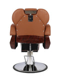 Salon System Audi Barber Chair - Brown Wood, Camel Stripe