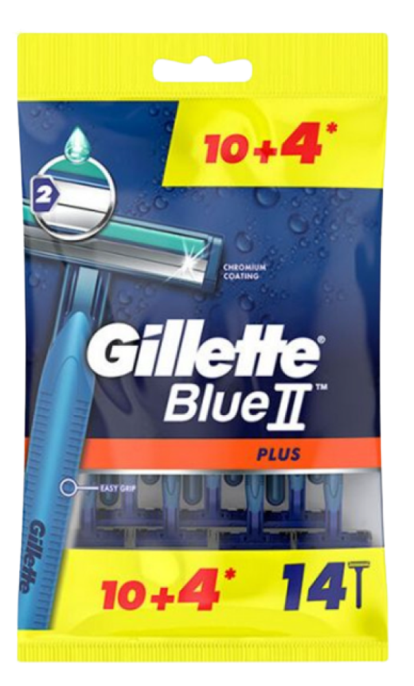 Gillette Disposable Razors Blue 2 Plus 10+4 Pcs