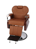 Salon System Audi Barber Chair - Brown Wood, Camel Stripe
