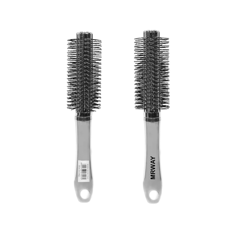 Round Hairbrush Silver Styling and Volumising Tool Marway 1 Piece