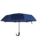 Automatic Umbrella with Wooden Handle - Blue