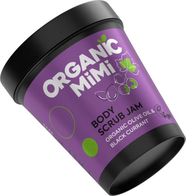 Body Scrub Jam Olive and Black Currant Exfoliating Organic Mimi 250g