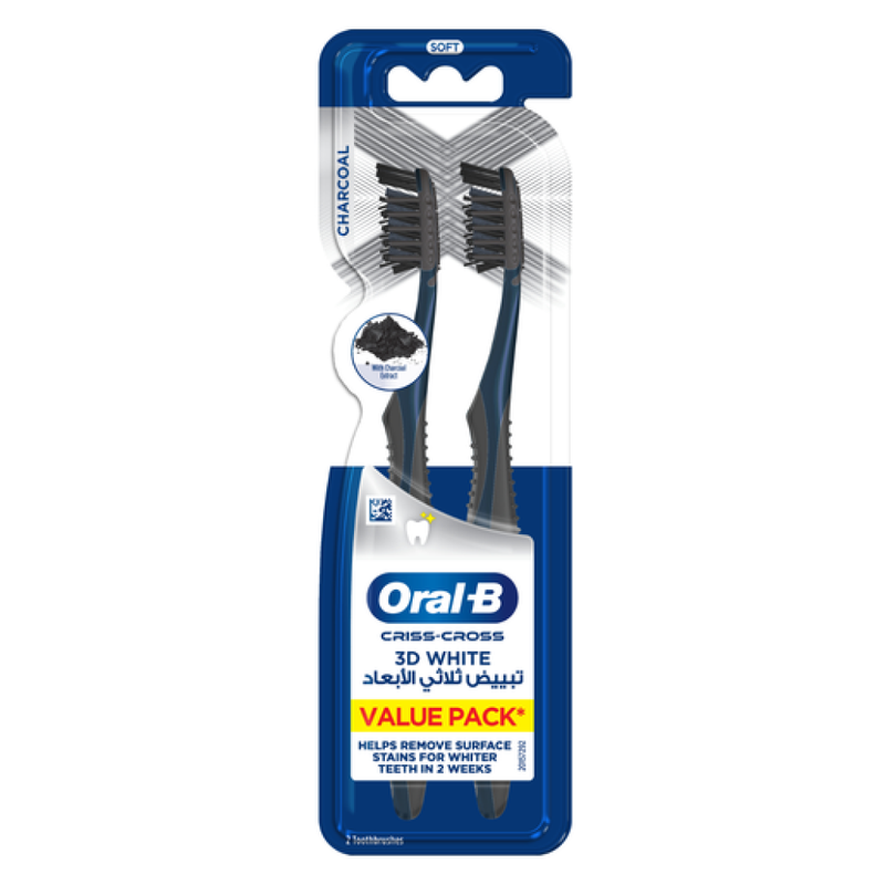 Oral-B Criss Cross Charcoal Toothbrush Soft Bristle Value Pack