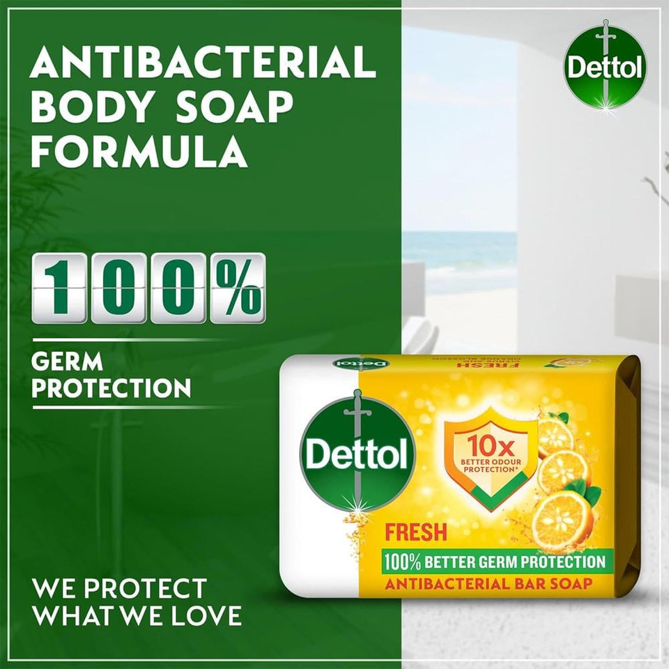 Dettol Refreshing Soap Lemon & Orange Blossom Antibacterial Cleansing 120g