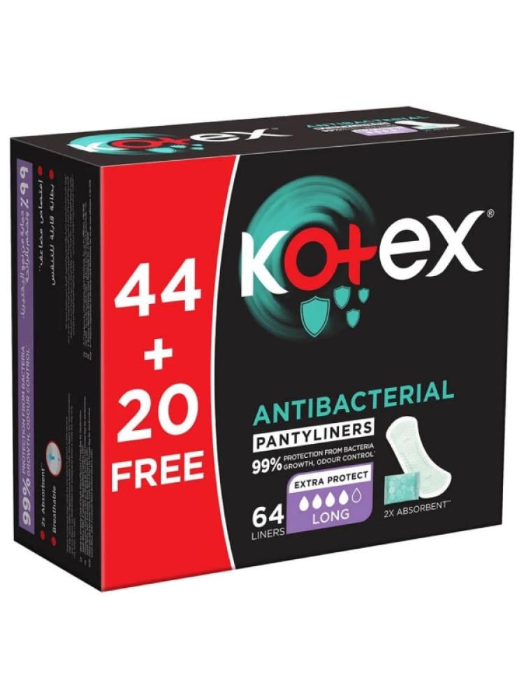 Kotex Antibacterial Daily Liners - Value Pack 64 Count