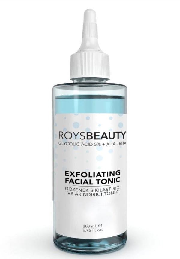 Exfoliating Facial Tonic Glycolic Acid AHA BHA Roys Beauty 200ml