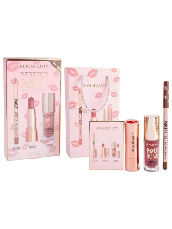 Best Lip Set Lip Liner Lipstick Plumping Gloss Real Beauty 3 Pieces