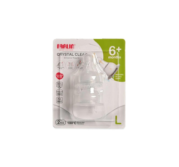 Farlin Baby Bottle Nipple, Silicone, Medium Flow, 2 Pack