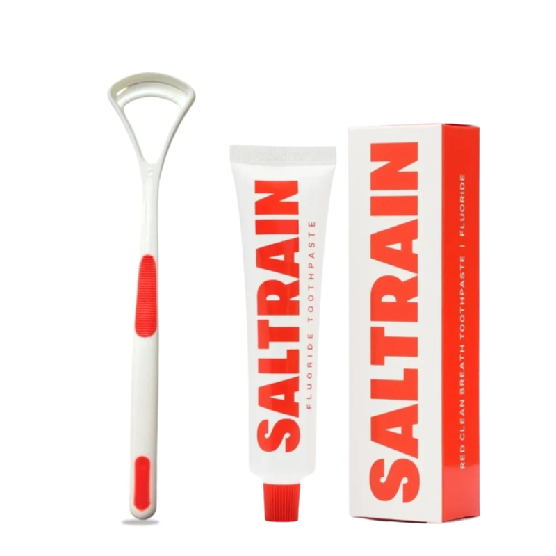 Saltrene Fluoride Toothpaste & Tongue Cleaner Set - Anti-Cavity