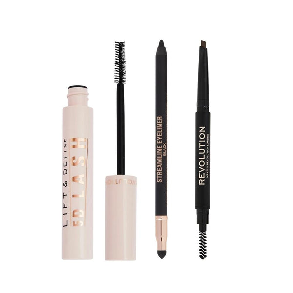 Revolution Lift & Define 5D Eye Makeup Set, 3-Piece Kit, Black Mascara
