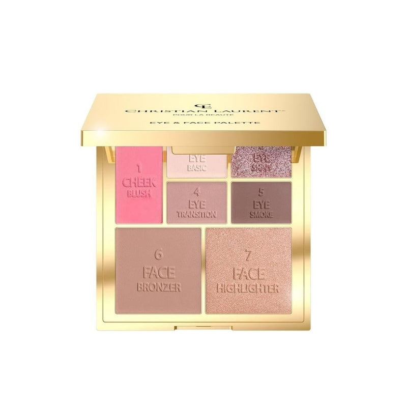 Christian Laurent Eyeshadow and Contour Palette, 7-in-1 Makeup Set, Nude