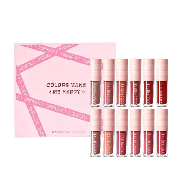 Kevin & Coco Matte Liquid Lip Gloss Set 12 Piece Nude to Bold Shades