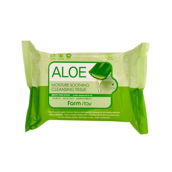Farm Stay Aloe Vera Facial Cleansing Wipes, Makeup Remover, 30 Count