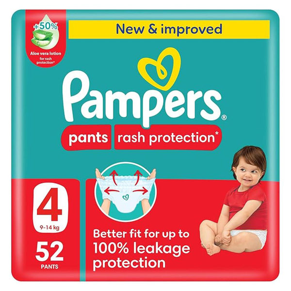 Pampers Pants Size 4 Jumbo Pack 52 Pants Quick Absorption Technology