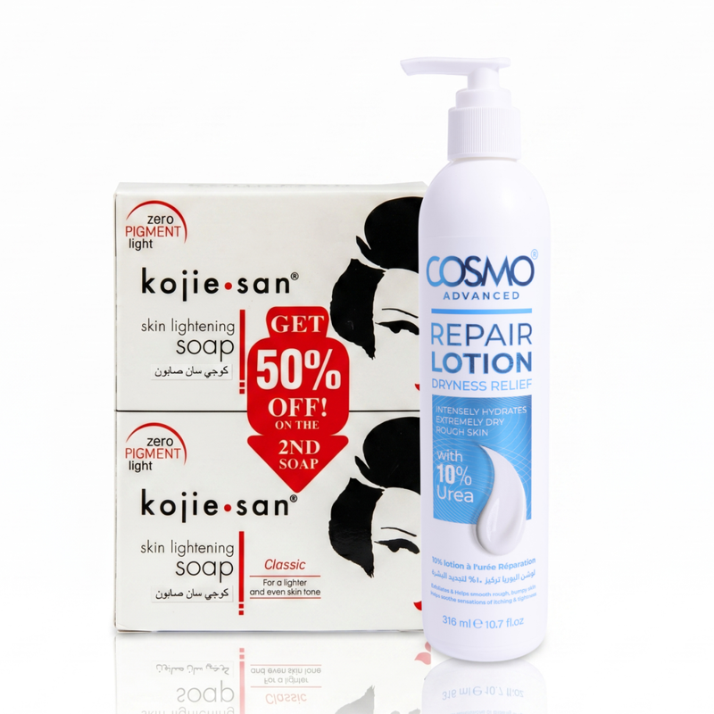Brightening Body Care Set with Kojic Acid and Urea Lotion - 2x135g + 316ml