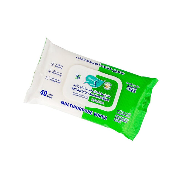 Al Arayes Antibacterial Wet Wipes for Sanitizing Hands and Surfaces, 40 Count
