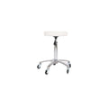 Salon System White Round Staff Chair with Wheels and Hydraulic Lift