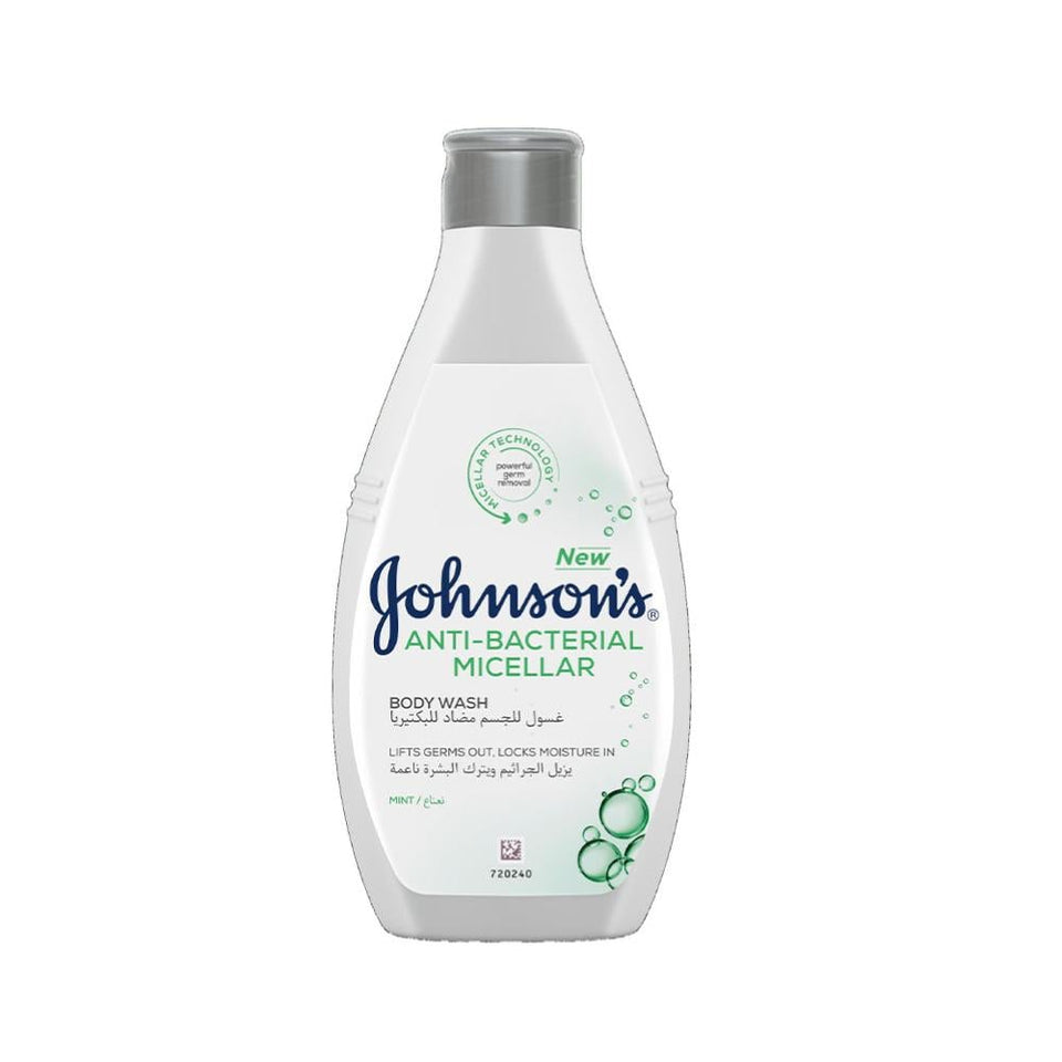Johnsons Antibacterial Body Wash Mint Scent Cleanses Skin Removes Germs 400ml