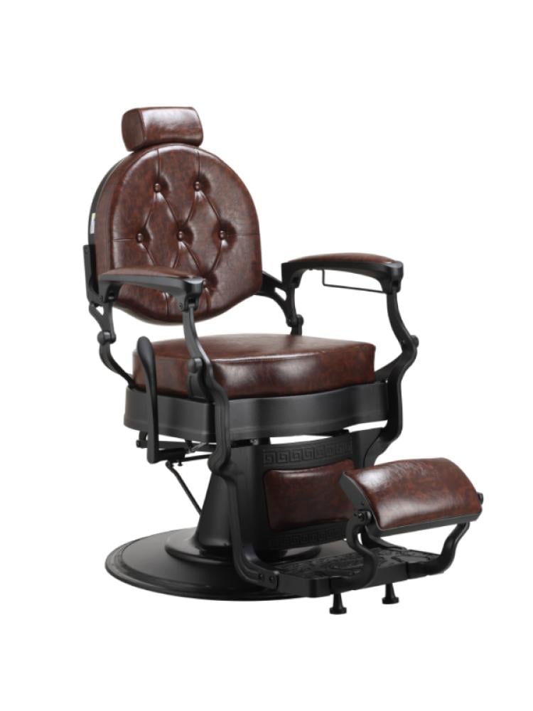 Salon System Men's Barber Chair Brown Synthetic Leather Adjustable