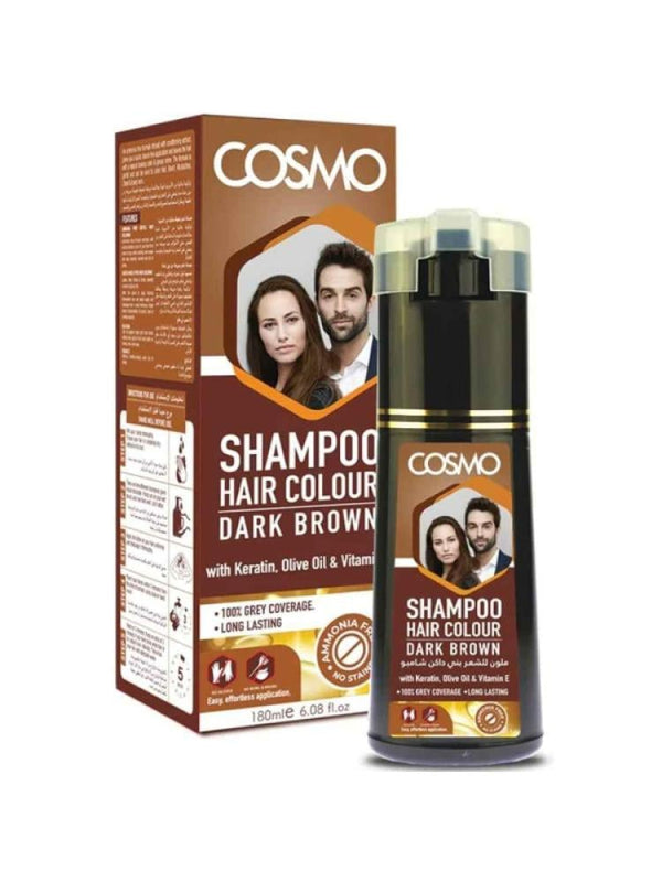 Hair Dye Shampoo Dark Brown Ammonia-Free Keratin Cosmo 180ml