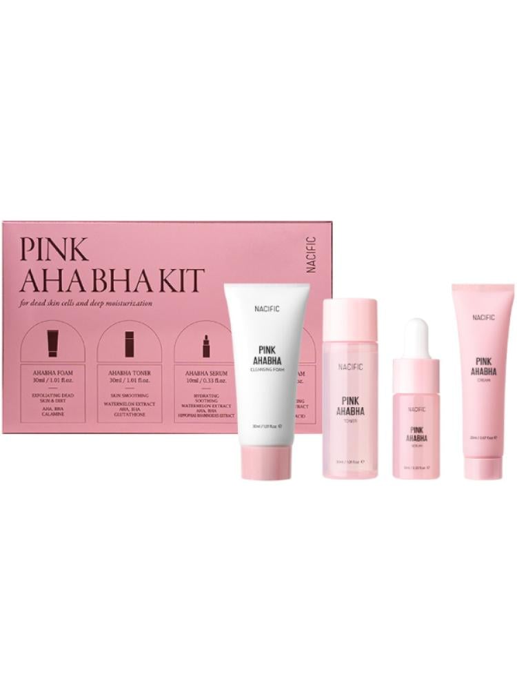Nacific Pink AHA BHA Kit - Watermelon, Hyaluronic Acid, Exfoliation, 4 Pieces
