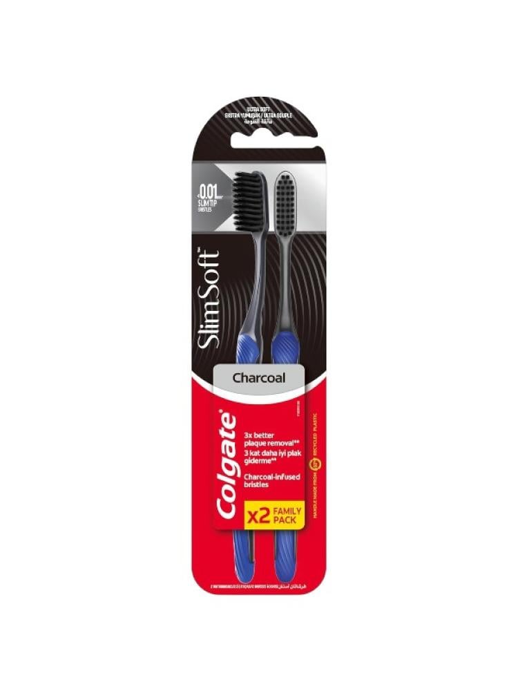Colgate Ultra Soft Charcoal Toothbrush 1+1 Pack Assorted Colors