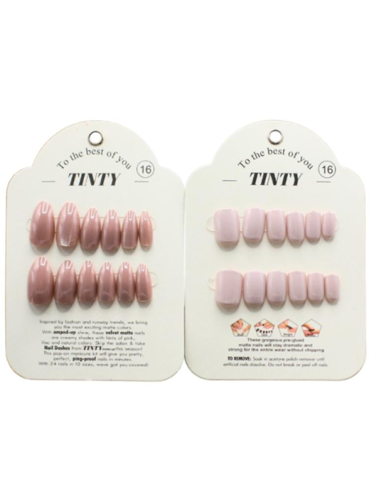 Press-On Adhesive Nails Natural Look No.16 Tinty 24 Pieces