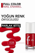 Flormar Full Color Nail Polish Quick-Dry Glossy Red 8ml