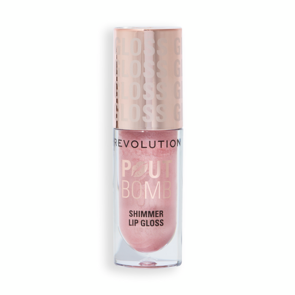 Pink Sparkle Lip Gloss Pout Bomb Shimmer Hydrating Formula Revolution 5ml
