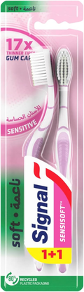 Toothbrush for Sensitive Gums Sensisoft Soft Bristles 1+1 Free Signal