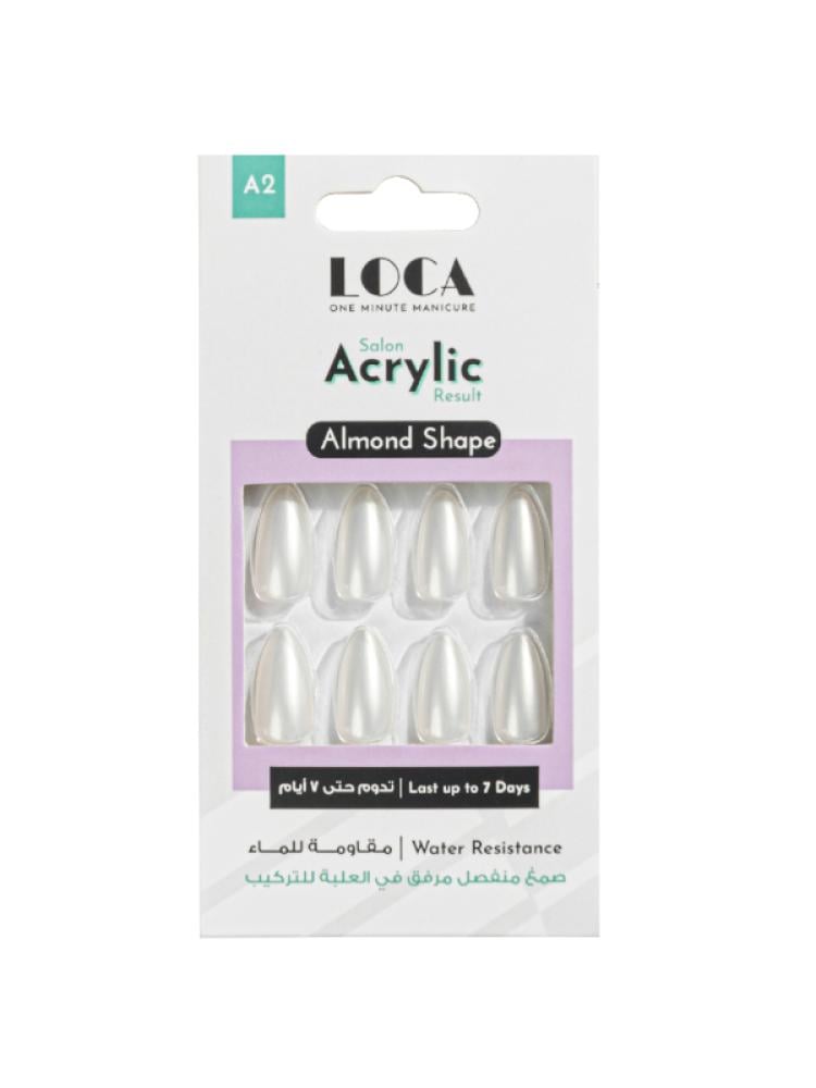 Loca A2 Pearl White Almond Shape Acrylic Artificial Nails
