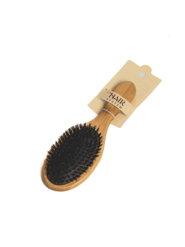 Hair-System Wooden Hair Brush Small Size Natural Wood Soft Bristles