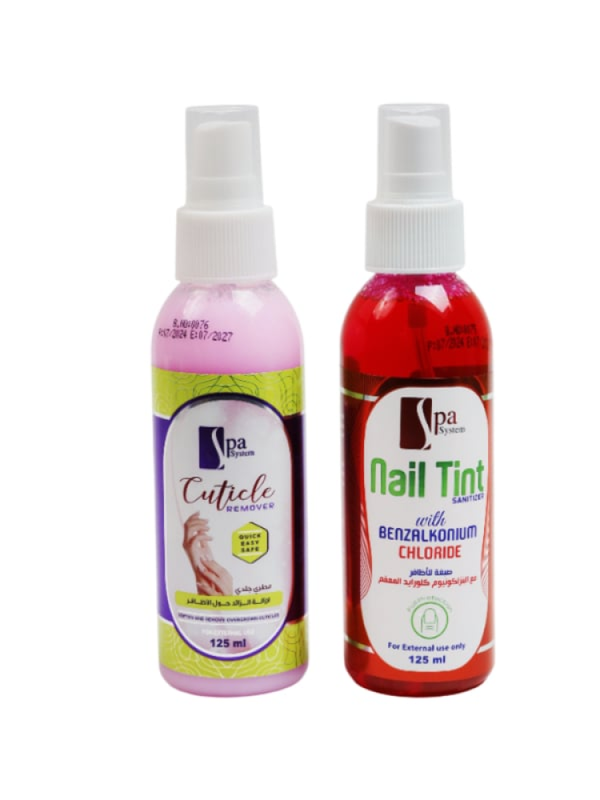 Spa System Nail Care Kit Cuticle Remover & Nail Sanitizer - 125ml x 2
