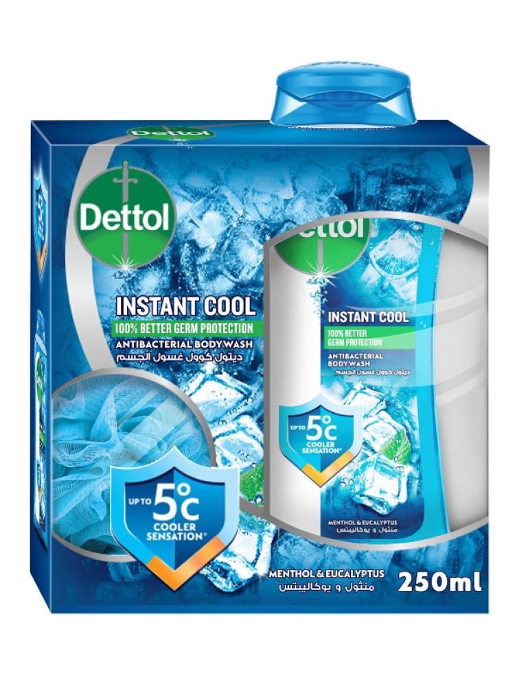 Antibacterial Body Wash Cool Dettol with Loofah 250ml
